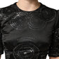 Dolce & Gabbana Black Embellished Short Sleeve Sheath Dress