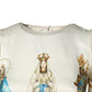 Dolce & Gabbana Beige Madonne Print Silk Short Sleeve Dress