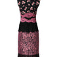 Dolce & Gabbana Black Pink Floral Lace Silk Sheath Dress