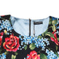 Dolce & Gabbana Black Floral Print Viscose Sheath Midi Dress
