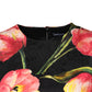 Dolce & Gabbana Black Floral Print Viscose A-line Mini  Dress