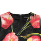 Dolce & Gabbana Black Floral Print Viscose A-line Mini  Dress