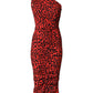 Dolce & Gabbana Red Leopard Print Nylon Sheath Midi Dress