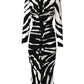 Dolce & Gabbana Black White Zebra Viscose Sheath Midi Dress