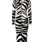 Dolce & Gabbana Black White Zebra Viscose Sheath Midi Dress
