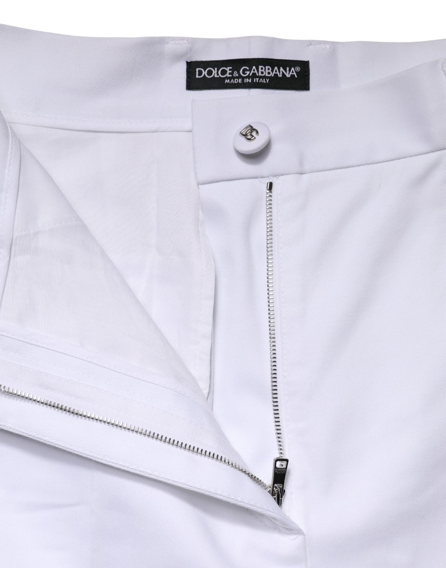 Dolce & Gabbana White Cotton High Waist WideLeg Cropped Pants