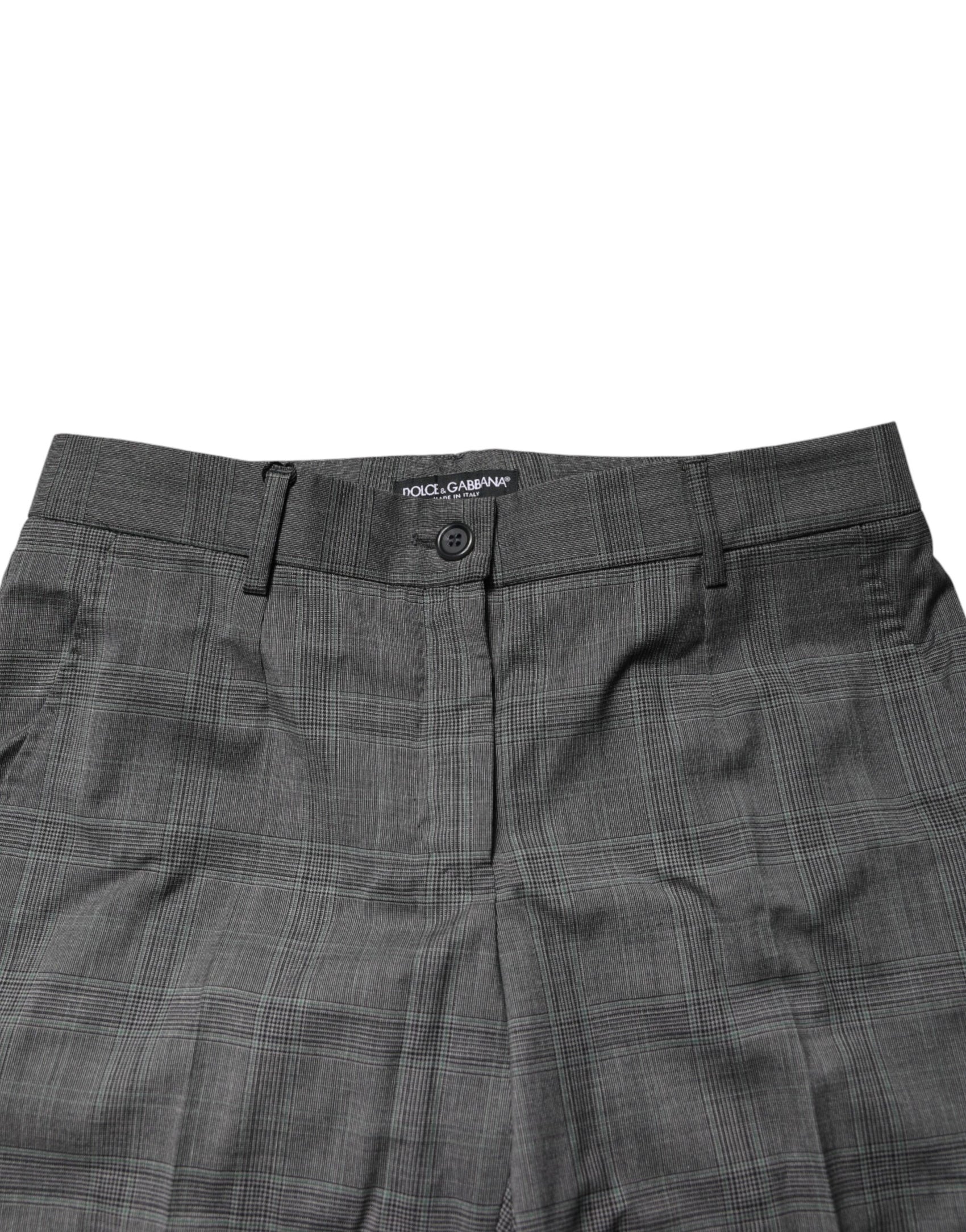 Dolce & Gabbana Dark Gray Check Tartan VirginWool Dress Pants