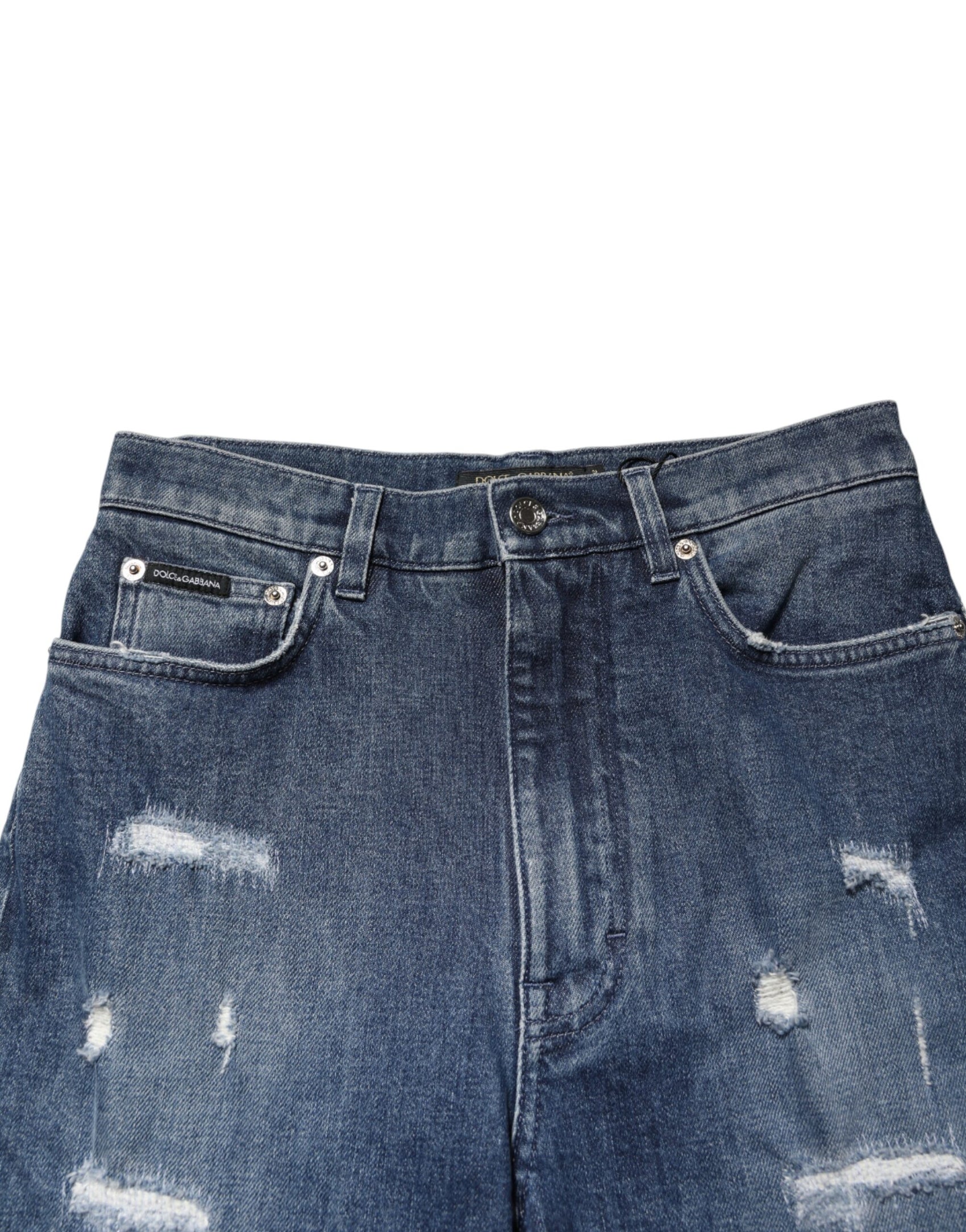 Dolce & Gabbana Blue Distressed Washed Logo GRACE Denim Jeans