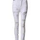 Dolce & Gabbana White Distressed High Waist Denim Jeans