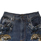 Dolce & Gabbana Blue Cotton Rhinestone Embellish Denim Jeans
