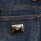 Dolce & Gabbana Blue Cotton Rhinestone Embellish Denim Jeans