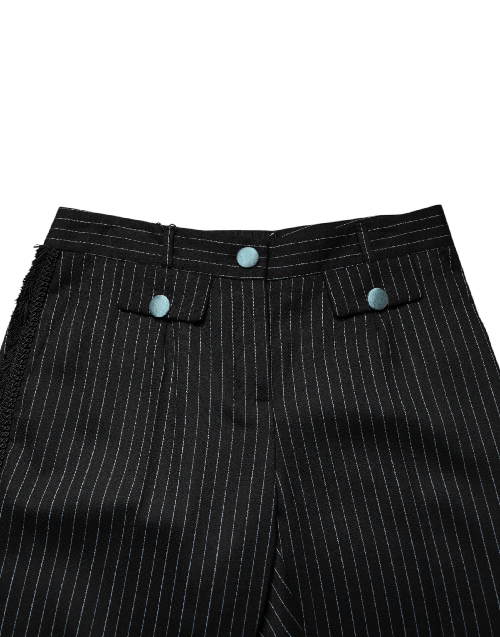 Dolce & Gabbana Black Wool Stripes Cropped Trouser Pants