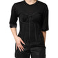 Dolce & Gabbana Black Cotton Bustier Corset Short Sleeves T-shirt