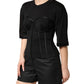 Dolce & Gabbana Black Cotton Bustier Corset Short Sleeves T-shirt