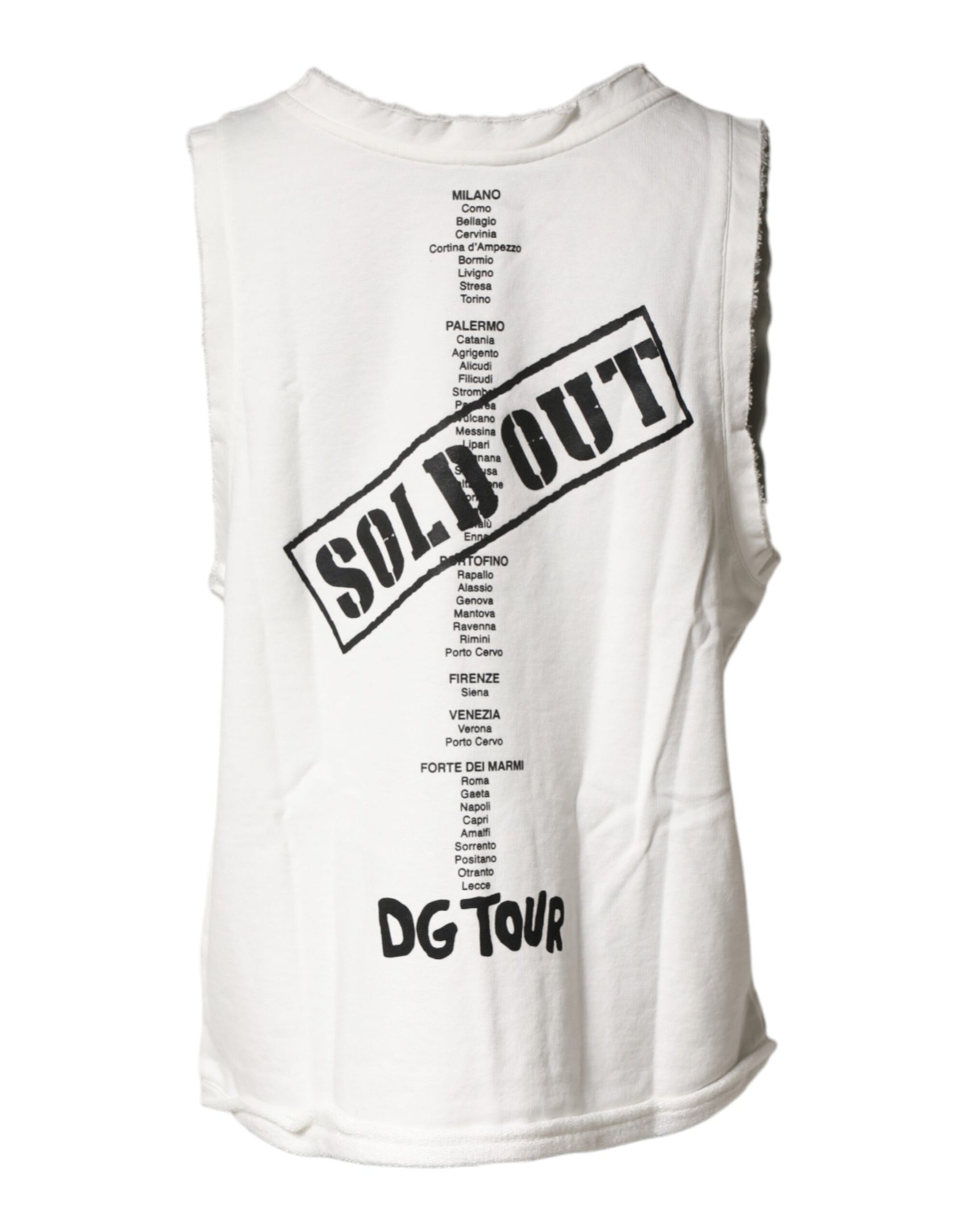 Dolce & Gabbana White Graphic CrewNeck Sleeveless Tank T-shirt