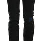 John Galliano Black Low Waist White Paint Skinny Denim Pants Jeans