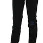 John Galliano Black Low Waist White Paint Skinny Denim Pants Jeans