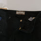 John Galliano Black Low Waist White Paint Skinny Denim Pants Jeans