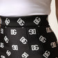 Dolce & Gabbana Black Dg Logo Pencil Cut High Waist Mini Skirt