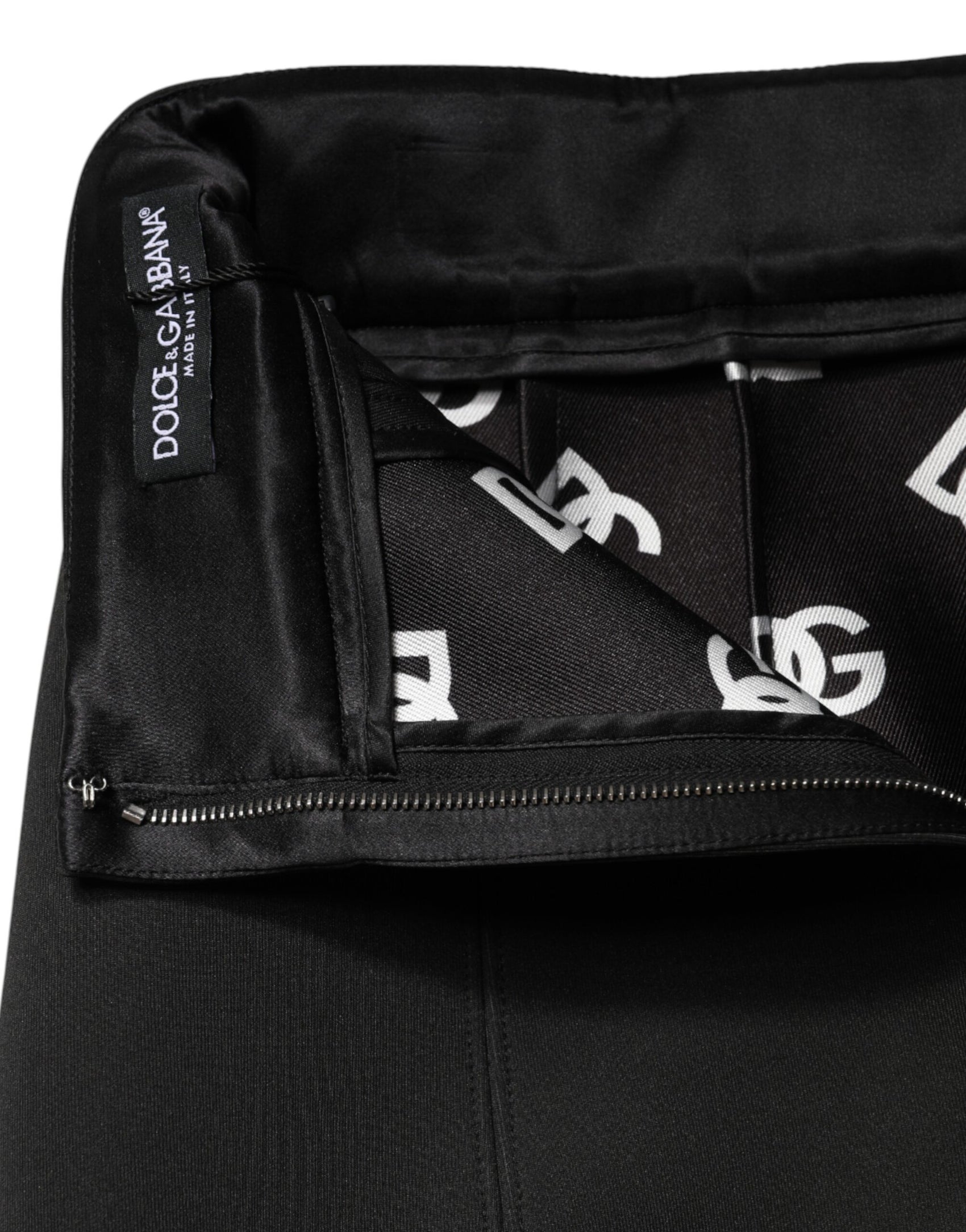 Dolce & Gabbana Black Nylon Pencil Cut High Waist Mini Skirt