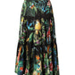Dolce & Gabbana Black Cotton Floral High Waist Midi Skirt