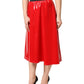 Dolce & Gabbana Glossy Red Polyester High Waist Midi Skirt
