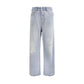 Diesel Light Blue Cotton Relaxed Fit Jeans