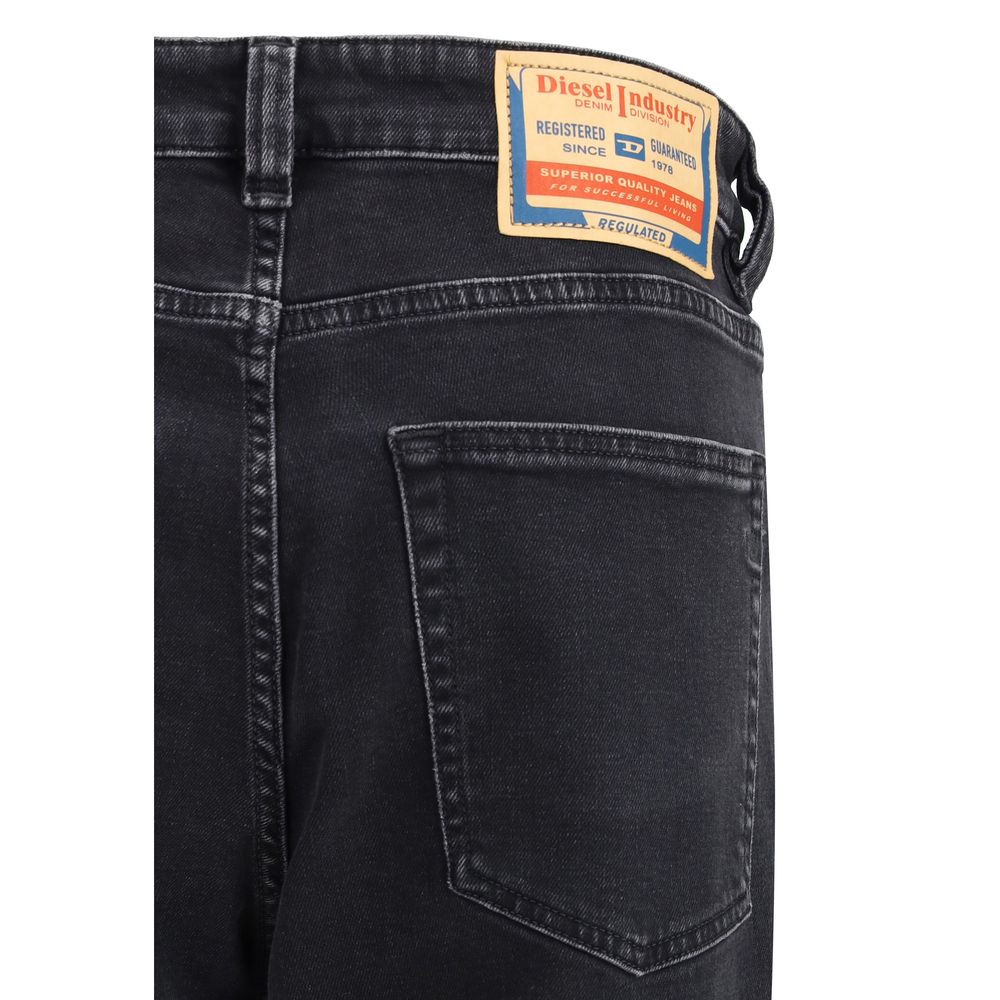 Diesel Black Cotton Relaxed Fit Jeans