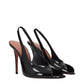 Amina Muaddi Black Leather Stiletto Heel Sandals