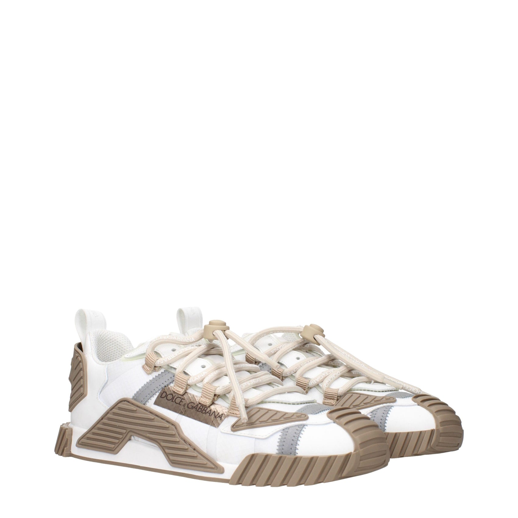 Dolce & Gabbana White Fabric Athletic Sneakers