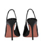 Amina Muaddi Black Leather Stiletto Heel Sandals