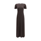 Ferragamo Brown Fleece Wool Long Dress