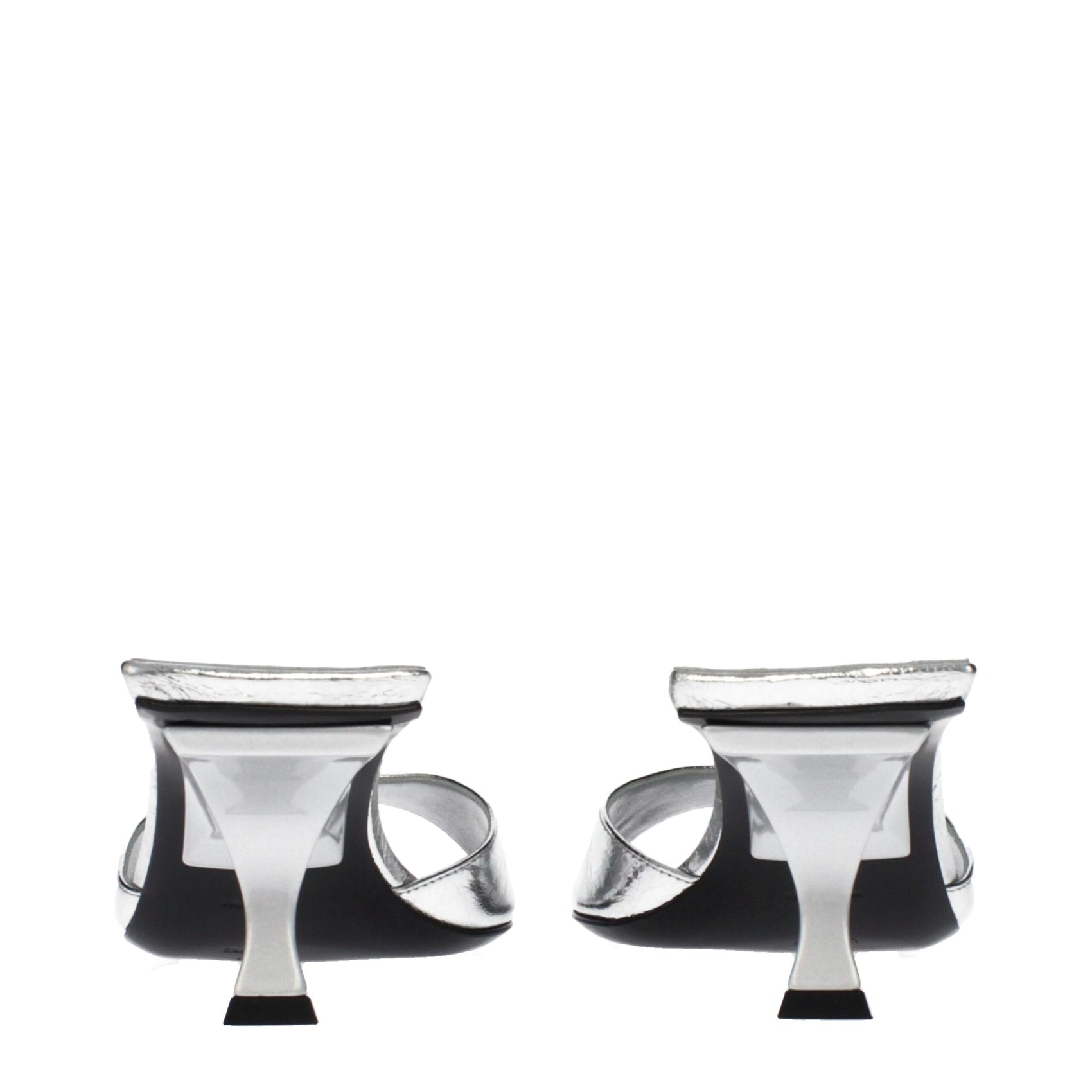 The Attico Gray Leather Flat Sandals