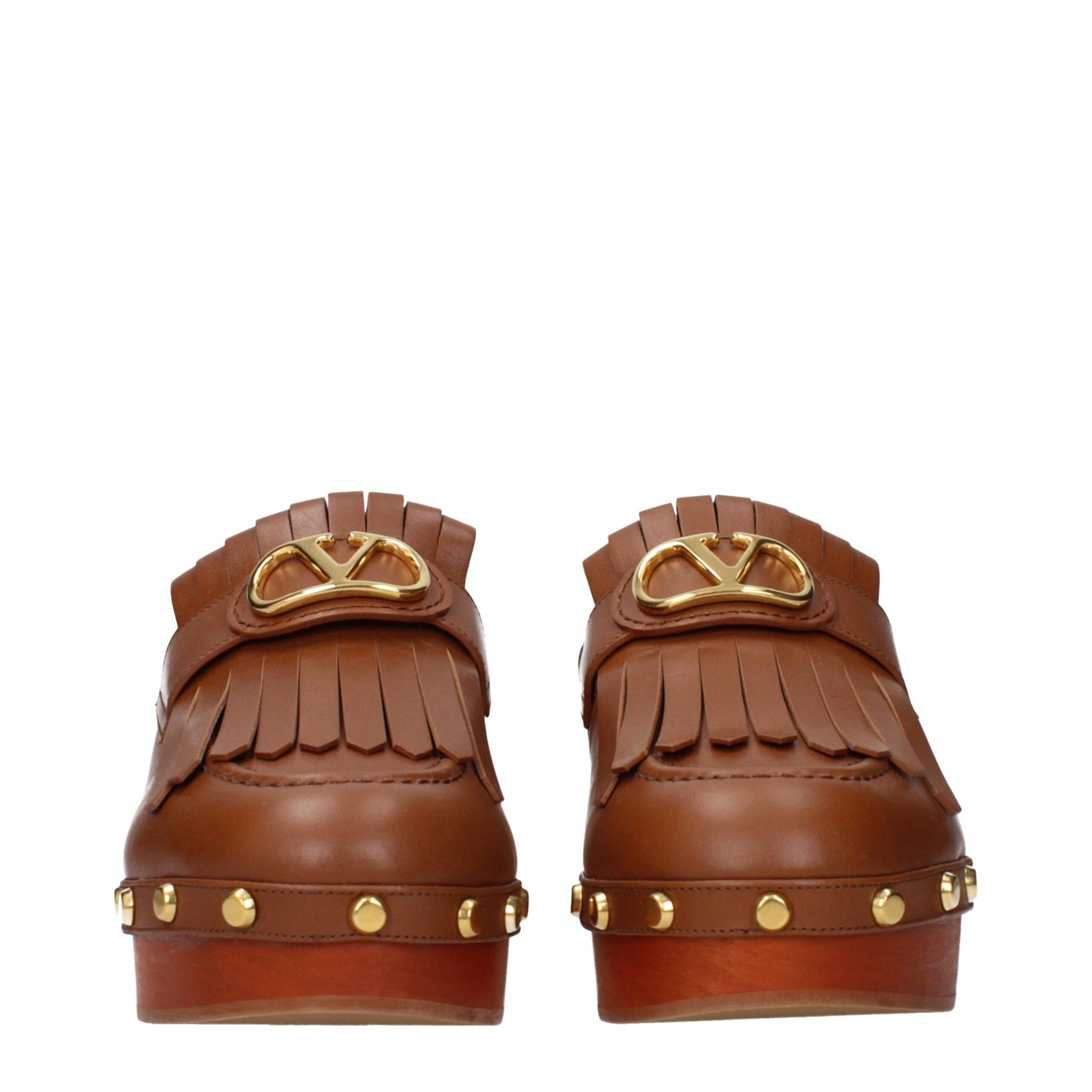Valentino Garavani Brown Leather Slippers
