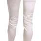 Elisabetta Franchi White Low Waist Cropped Skinny Trouser Pants
