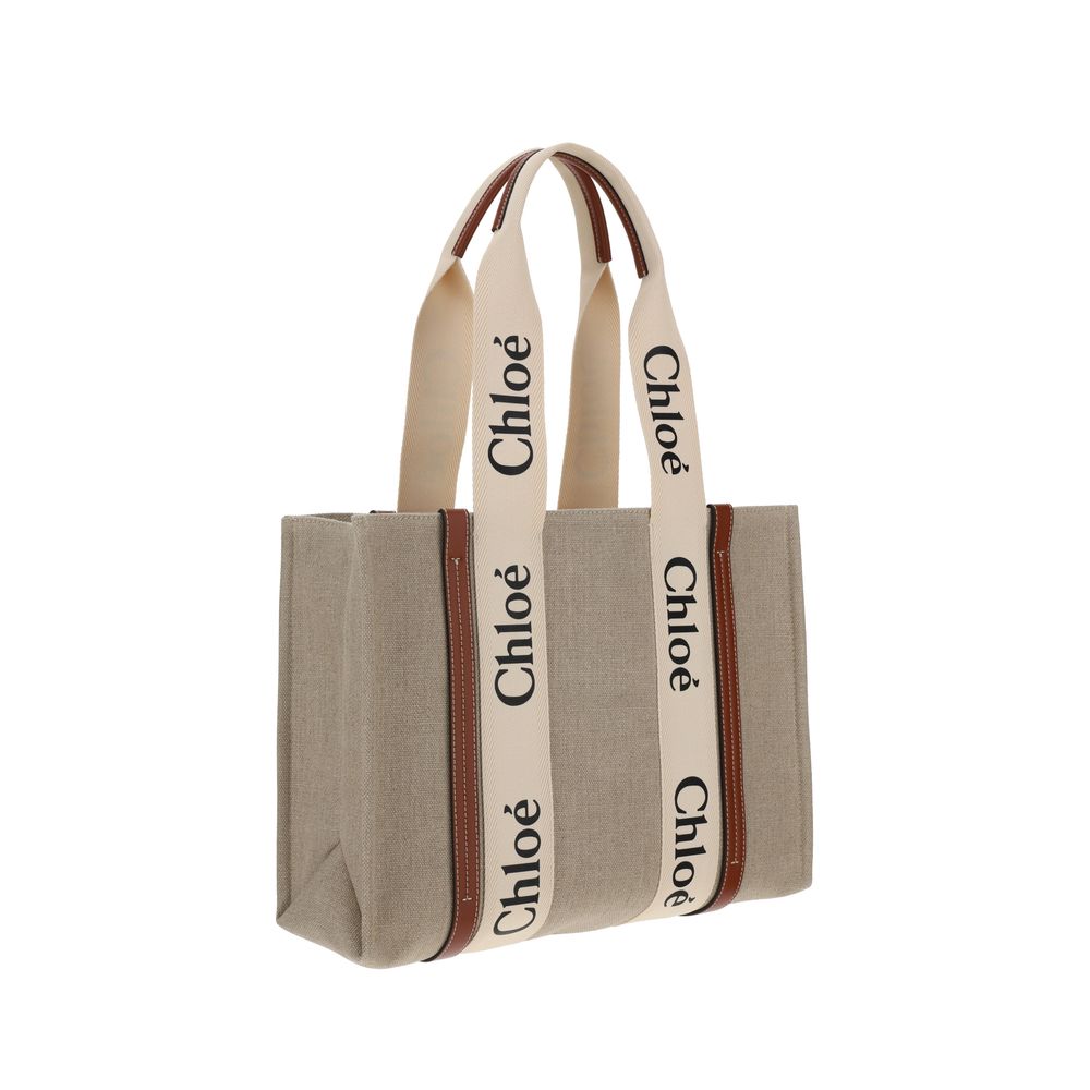 Chloé Beige Linen Shoulder Bag