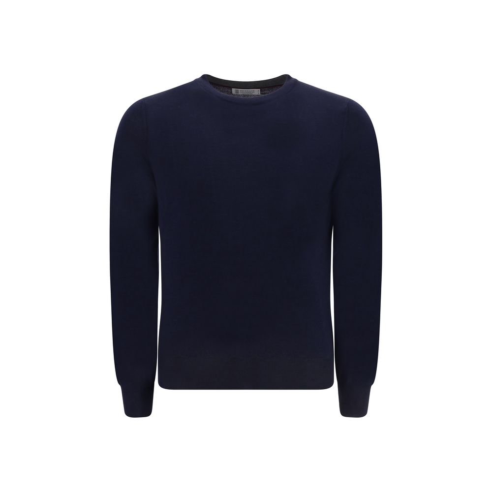 Brunello Cucinelli Blue Fleece Wool Sweatshirt