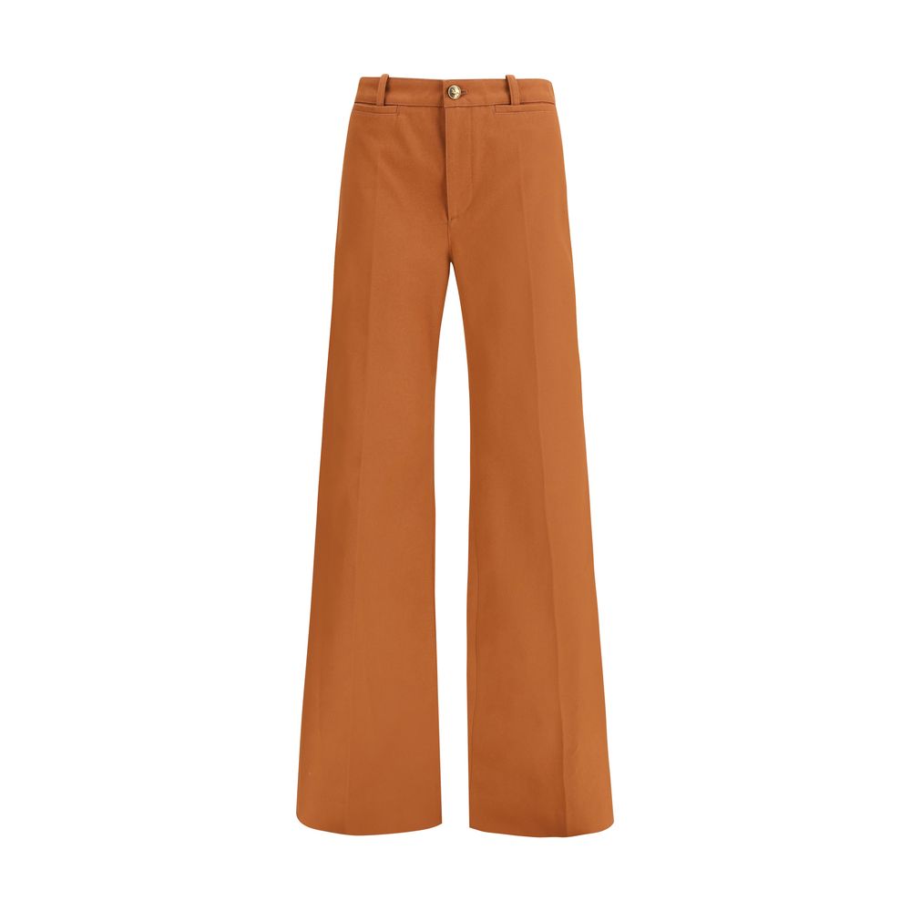 Chloé Brown Cotton Flared Pants