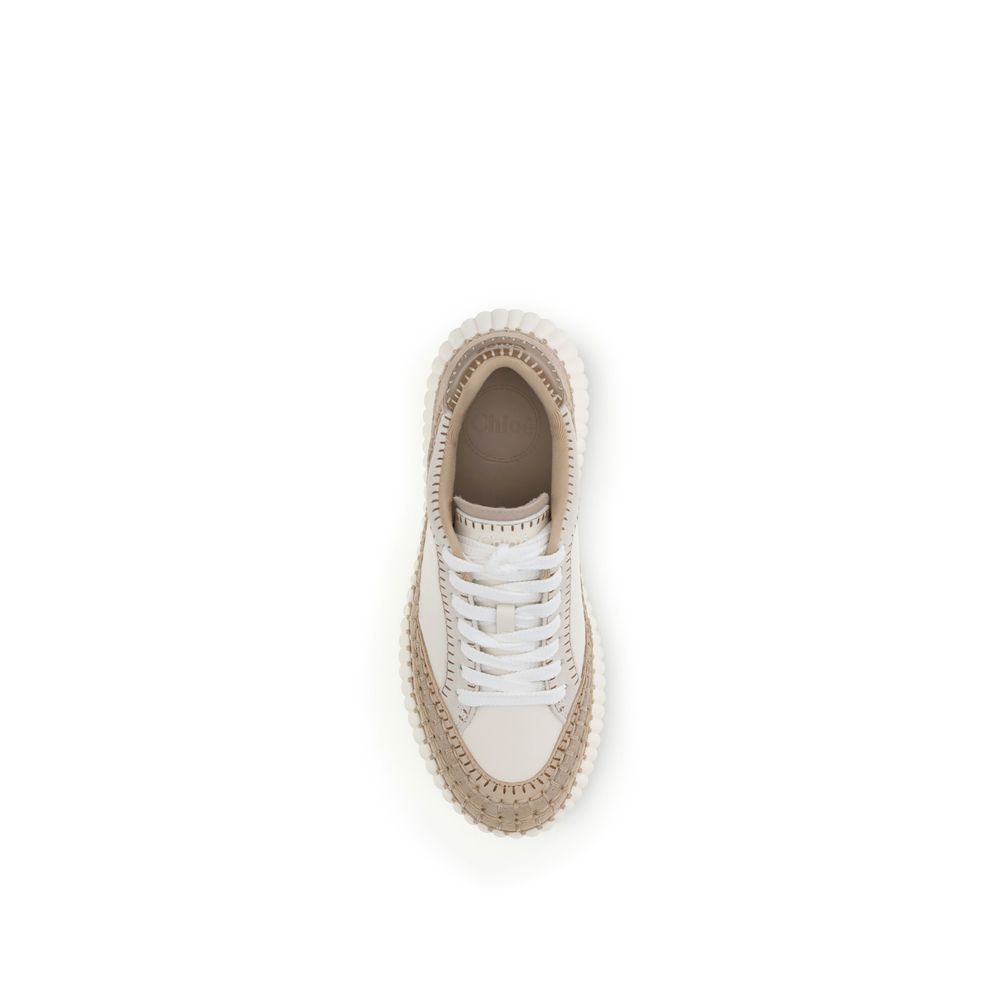 Chloé Cream Calf Leather Bos Taurus Platform Sneakers