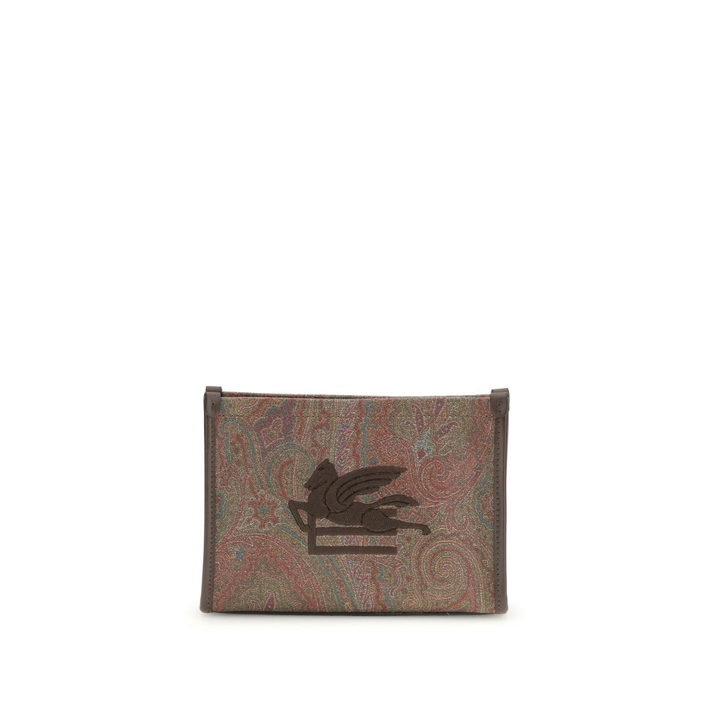 Etro Brown Calf Leather Bos Taurus Clutch Bag
