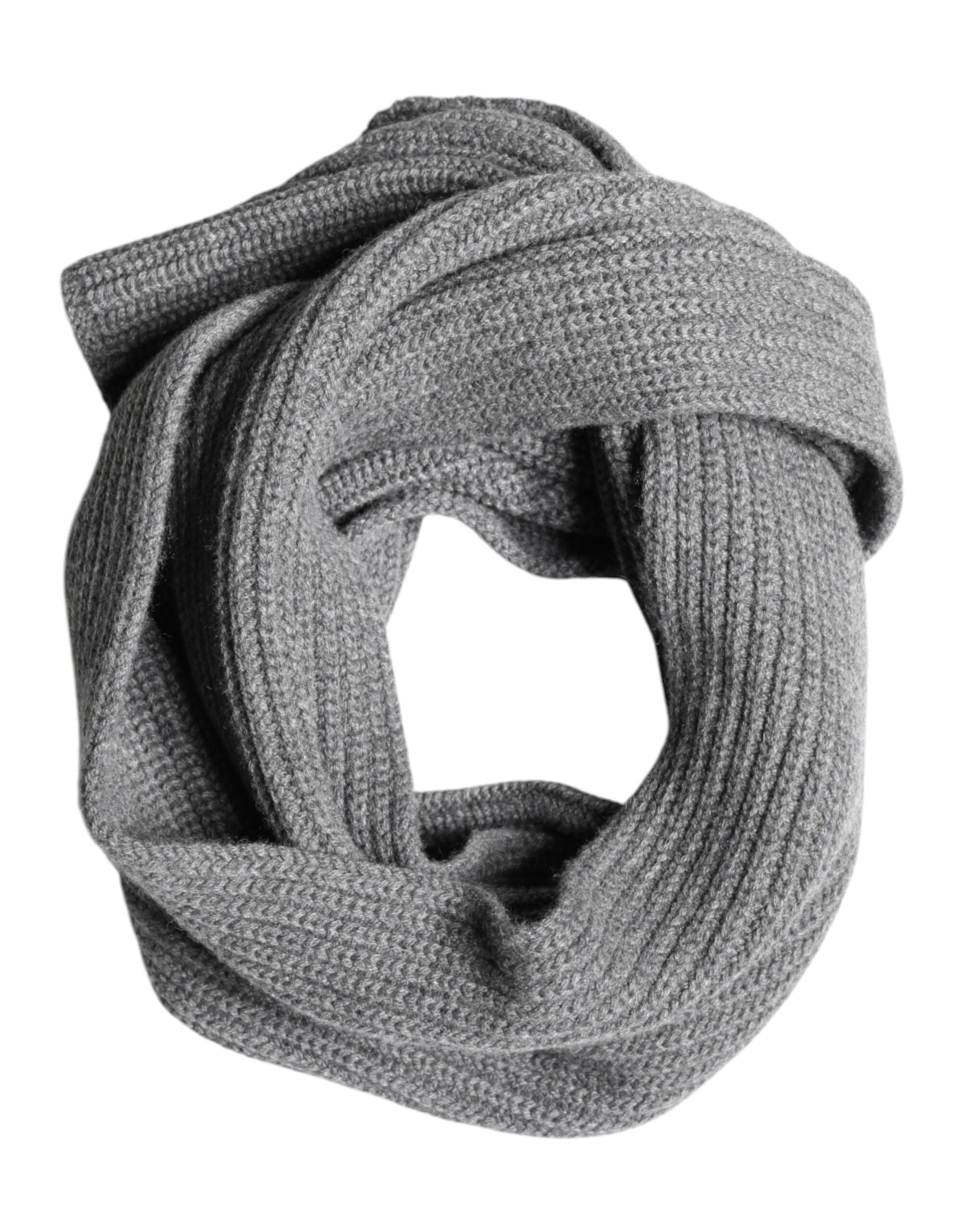 Dolce & Gabbana Gray Cashmere Knit Neck Wrap Shawl Scarf