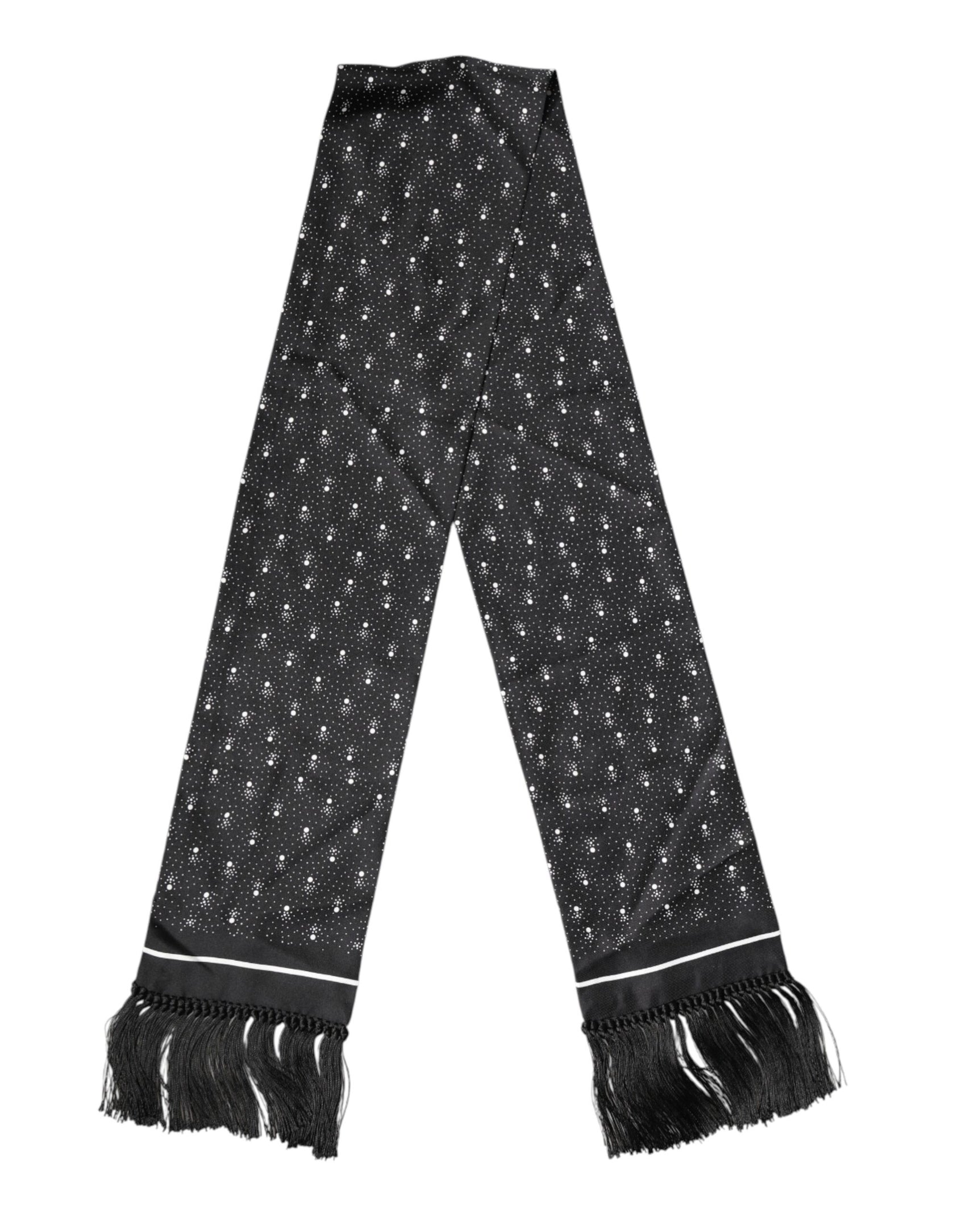 Dolce & Gabbana Black Silk Dotted Men Neck Wrap Shawl Scarf