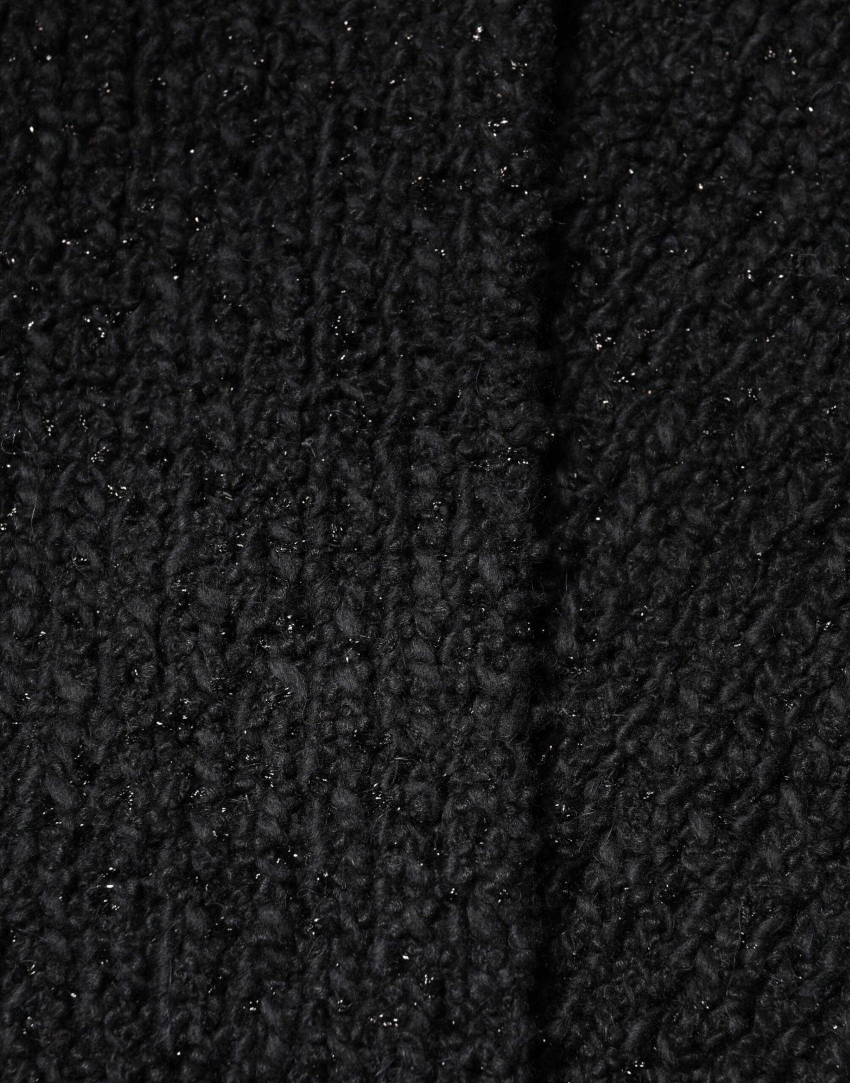 Dolce & Gabbana Black Cashmere Knit Shawl Fringes Scarf