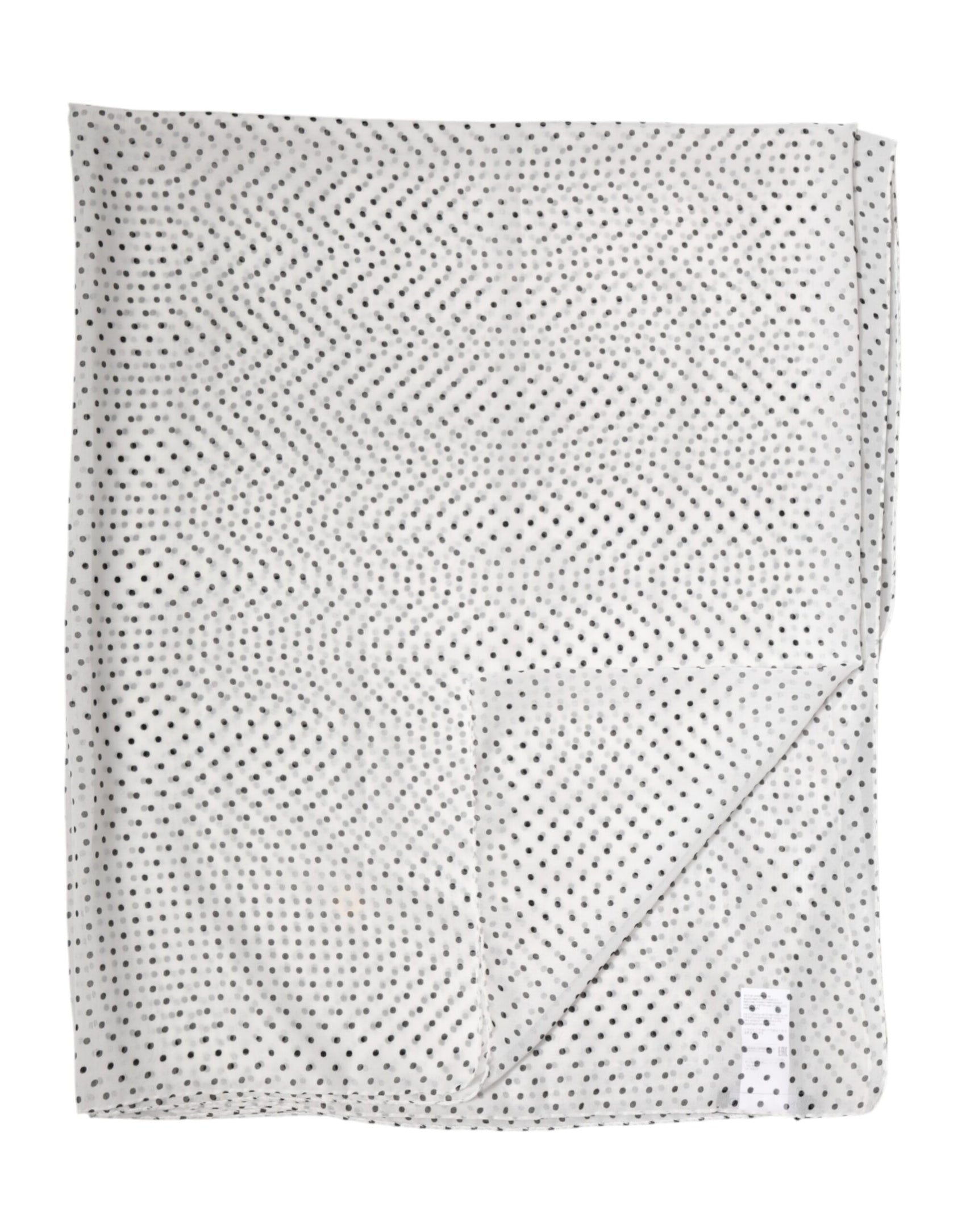 Dolce & Gabbana White Polka Dot Polyester Shawl Scarf
