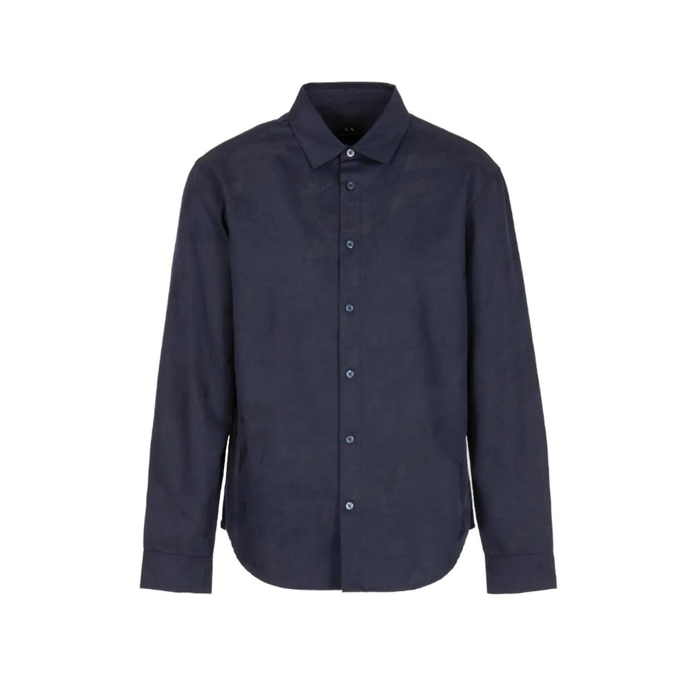 Armani Exchange Blue Cotton Dress Shirt