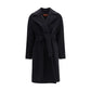 Max Mara Black Fleece Wool Coat