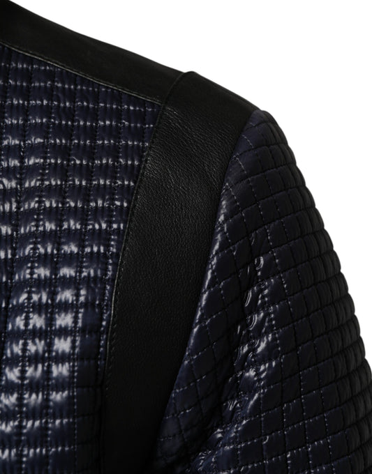 Dolce & Gabbana Blue Nylon Full Zip Bomber Men Jacket