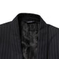 Dolce & Gabbana Black Stripes 1 Button Suit Jacket Blazer