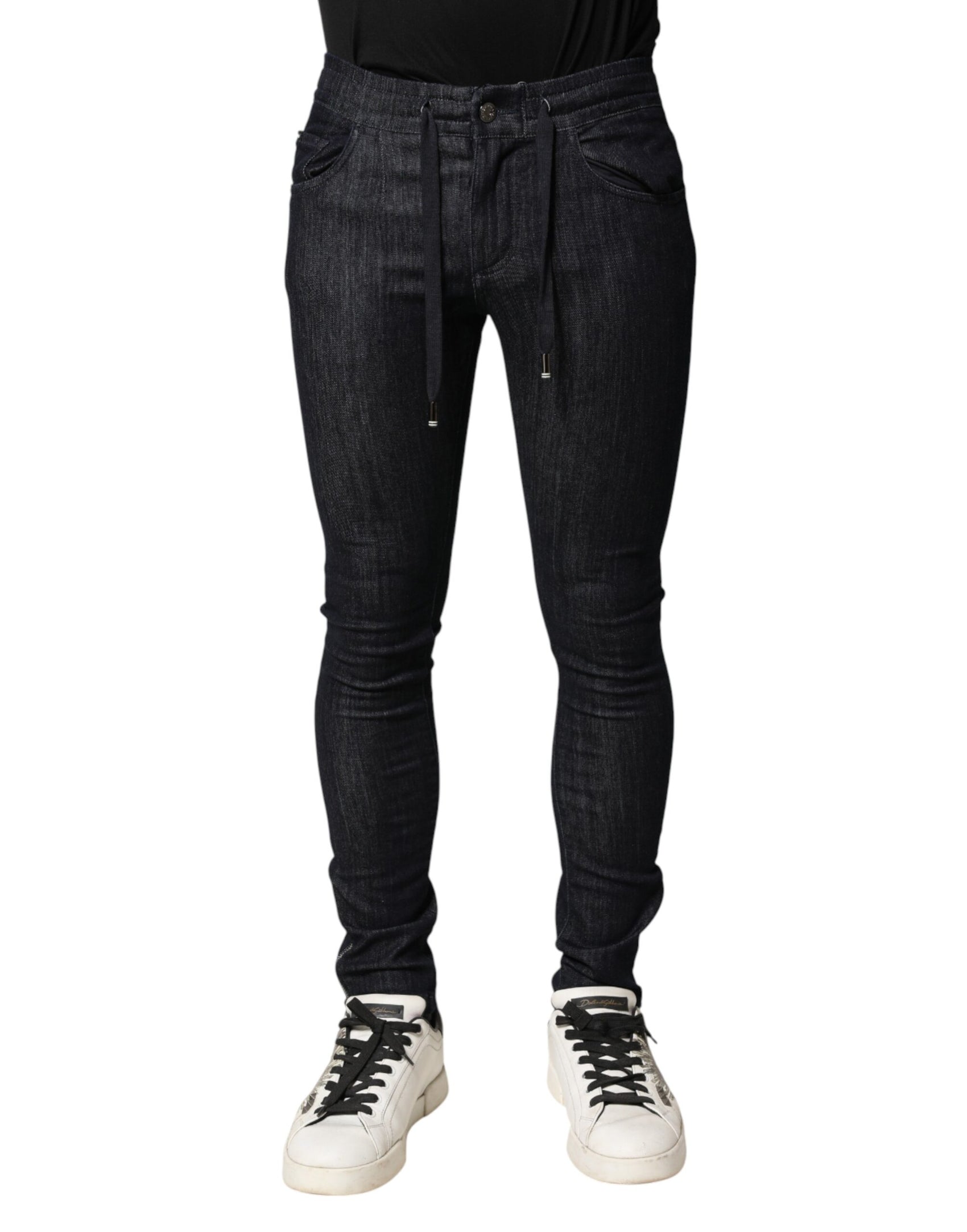 Dolce & Gabbana Black Cotton Stretch Skinny Denim Men Jeans