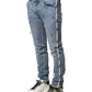 Dolce & Gabbana Blue Embellished Cotton Skinny Denim Jeans